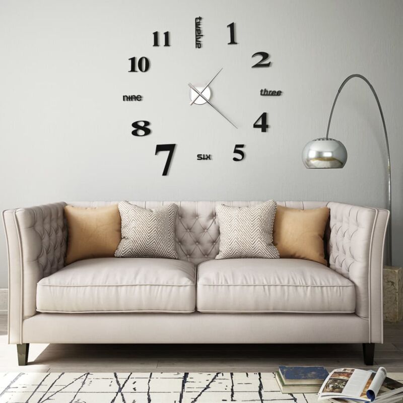 foto del prodotto vidaxl orologio da parete 3d in stile moderno 100 cm xxl vari colori colore nero lucido