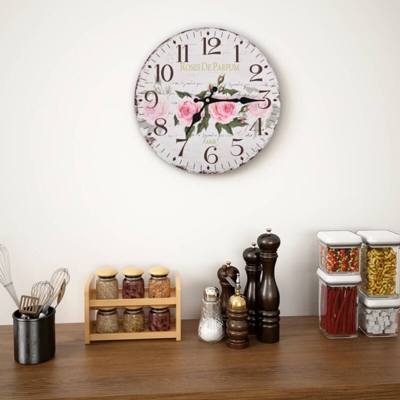 foto del prodotto vidaxl orologio da parete design vintage retr in mdf vari modelli modelli fiore