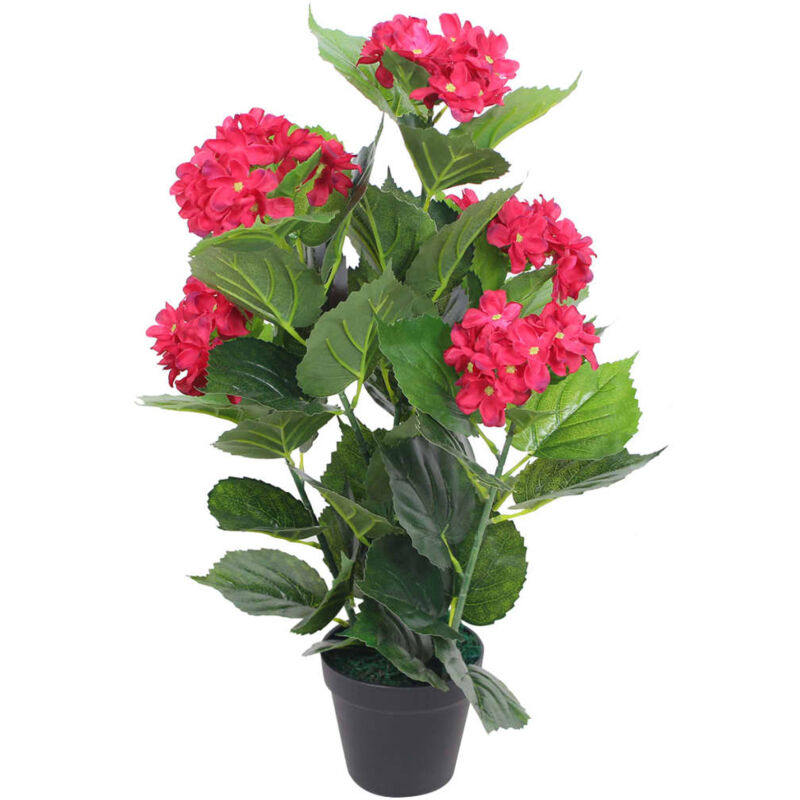 foto del prodotto vidaxl ortensia pianta artificiale con vaso 60 cm rossa