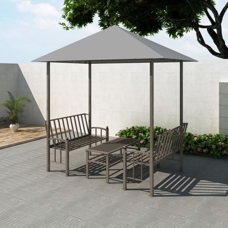 foto del prodotto vidaxl padiglione giardino con tavolo e panche 2,5x1,5x2,4m antracite