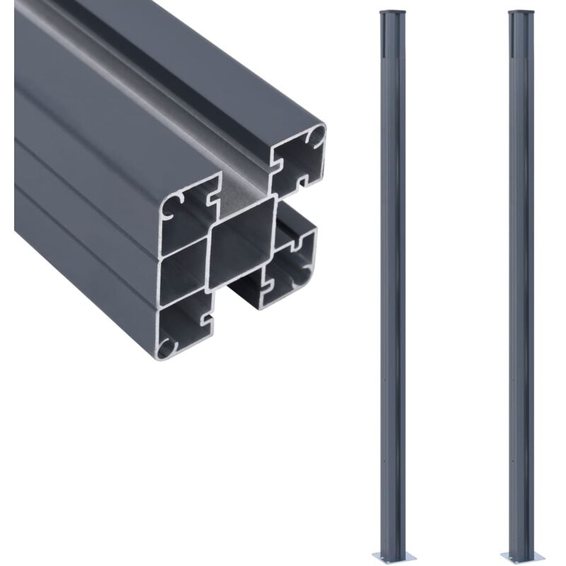 immagine 0 del prodotto vidaxl pali di recinzione 2 pz grigio scuro 185 cm in alluminio