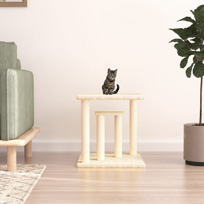 foto del prodotto vidaxl pali tiragraffi per gatti con piattaforme crema 50 cm