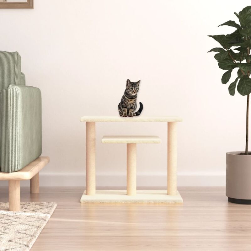 foto del prodotto vidaxl pali tiragraffi per gatti con piattaforme crema 62,5 cm