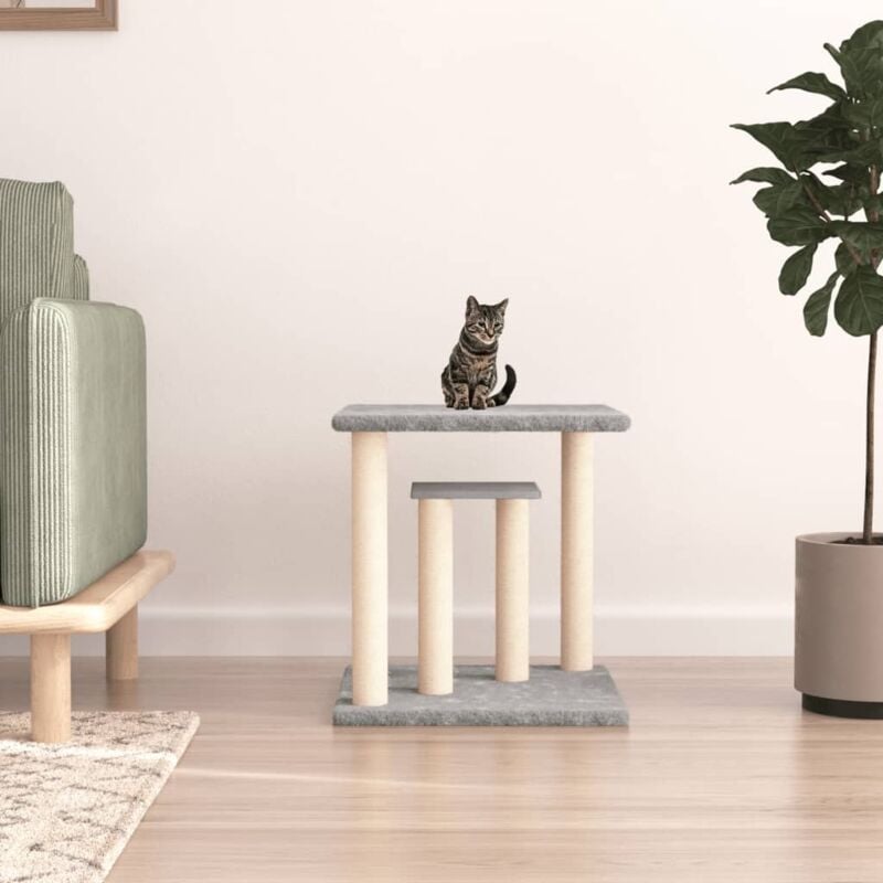 foto del prodotto vidaxl pali tiragraffi per gatti con piattaforme grigio chiaro 50 cm