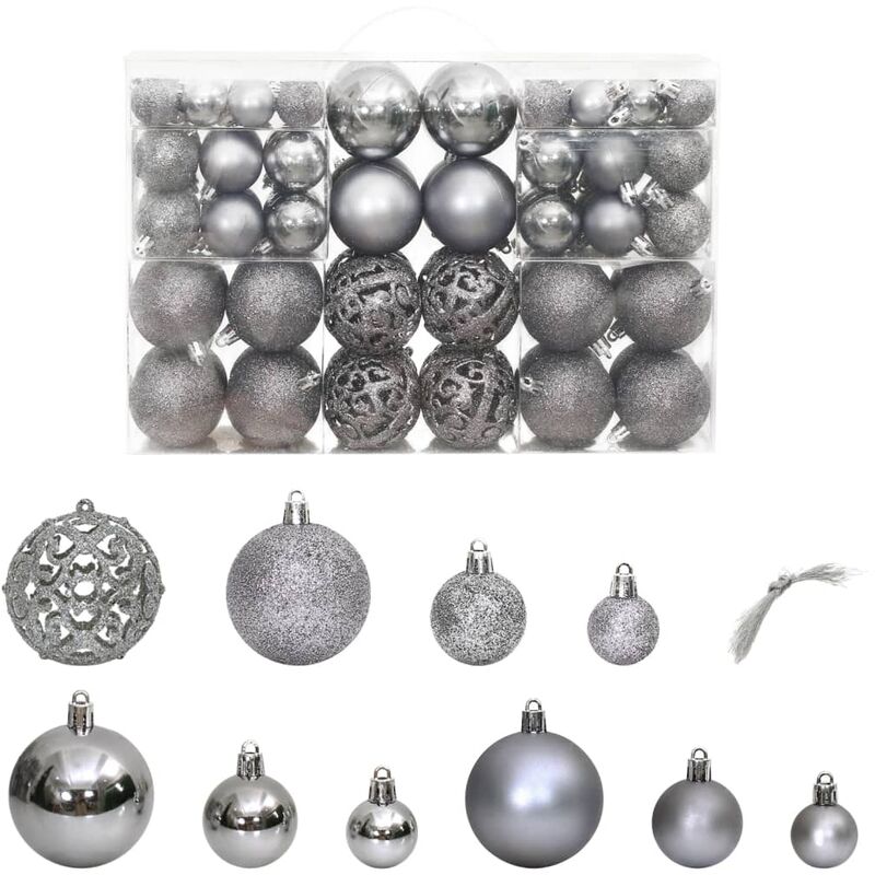 foto del prodotto vidaxl palline di natale 100 pz grigie 3 4 6 cm