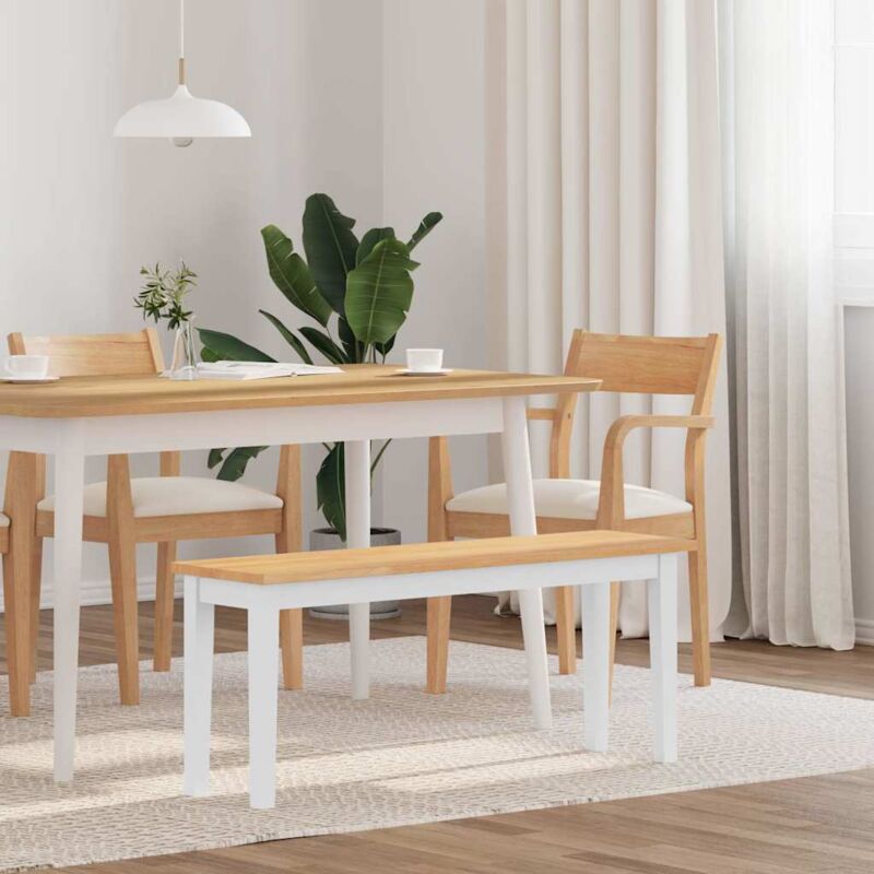 foto del prodotto vidaxl panca 110 cm bianco in legno massello di hevea