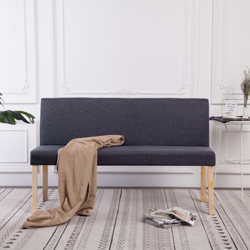 foto del prodotto vidaxl panca 139,5 cm grigio scuro in poliestere 494989