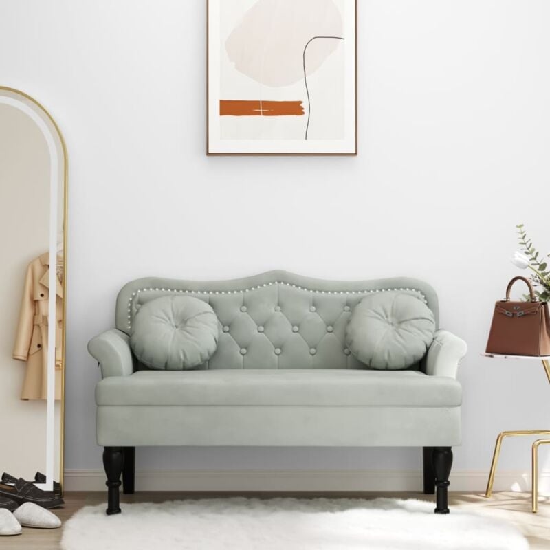 foto del prodotto vidaxl panca con cuscini grigio chiaro 120,5x65x75 cm in velluto
