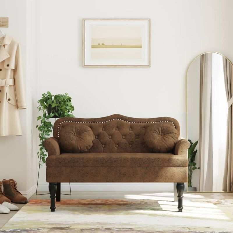 foto del prodotto vidaxl panca con cuscini marrone 120,5x65x75 cm similpelle scamosciata