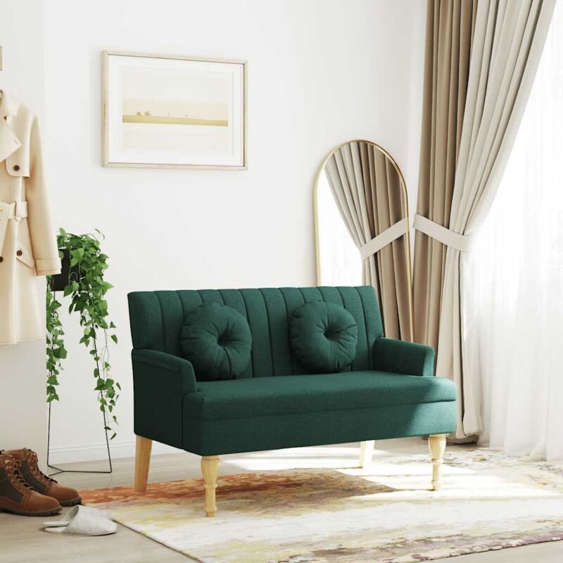 foto del prodotto vidaxl panca con cuscini verde scuro 113x64,5x75,5 cm in tessuto