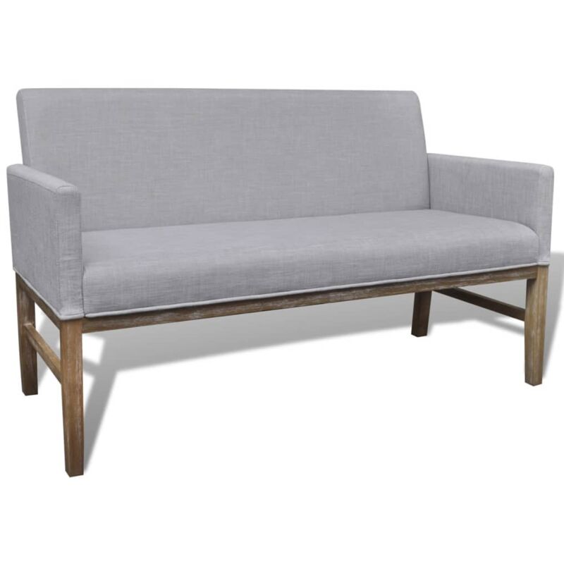 foto del prodotto vidaxl panca con cuscino imbottito tessuto legno hevea grigio chiaro