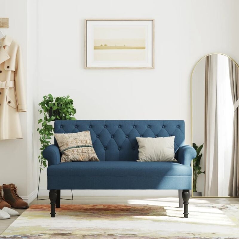 foto del prodotto vidaxl panca con schienale blu 120x62x75,5 cm in tessuto