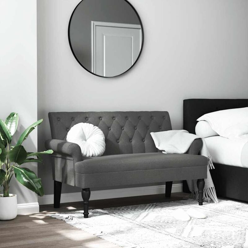 foto del prodotto vidaxl panca con schienale grigio scuro 120x62x75,5 cm in tessuto