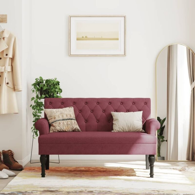 foto del prodotto vidaxl panca con schienale rosso vino 120x62x75,5 cm in tessuto