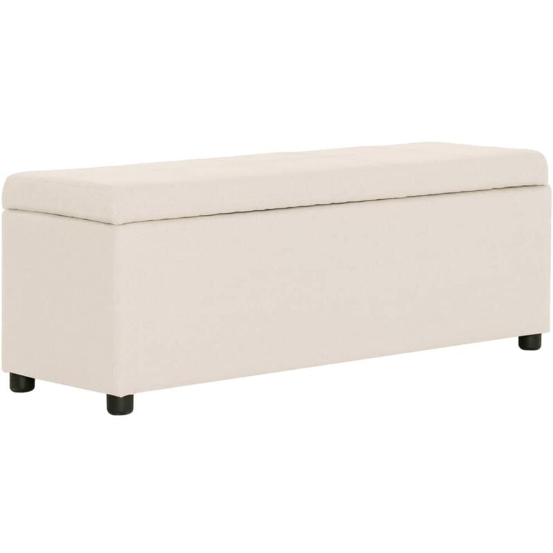 foto del prodotto vidaxl panca con vano portaoggetti 116 cm crema in poliestere 341038