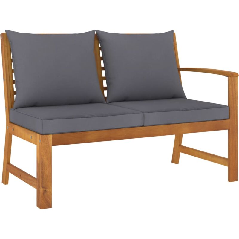 foto del prodotto vidaxl panca da giardino 114,5cm con cuscino grigio massello di acacia