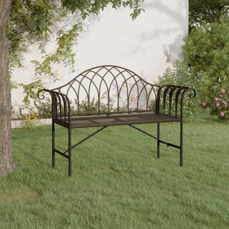 foto del prodotto vidaxl panca da giardino a 2 posti 128 cm nera in acciaio
