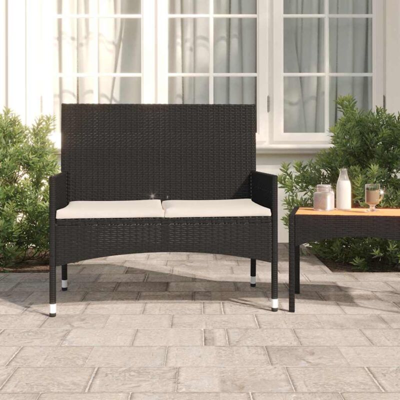 foto del prodotto vidaxl panca da giardino a 2 posti con cuscini in polyrattan nero
