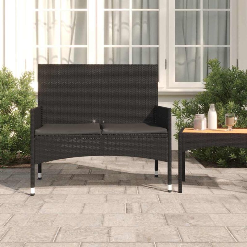 foto del prodotto vidaxl panca da giardino a 2 posti con cuscini in polyrattan nero