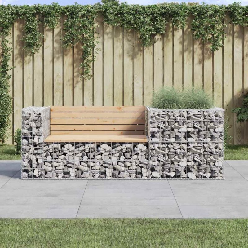 foto del prodotto vidaxl panca da giardino con cesto gabbione in legno massello di pino