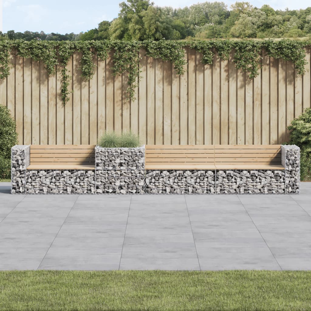 foto del prodotto vidaxl panca da giardino con cesto gabbione in legno massello di pino