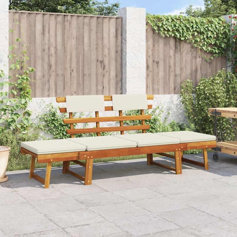 foto del prodotto vidaxl panca da giardino con cuscini 2 in 1 190 cm in massello acacia
