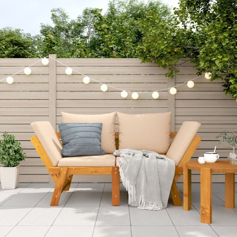 foto del prodotto vidaxl panca da giardino con cuscini 2 in 1 in legno di acacia
