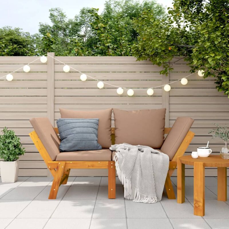 foto del prodotto vidaxl panca da giardino con cuscini 2 in 1 in legno di acacia
