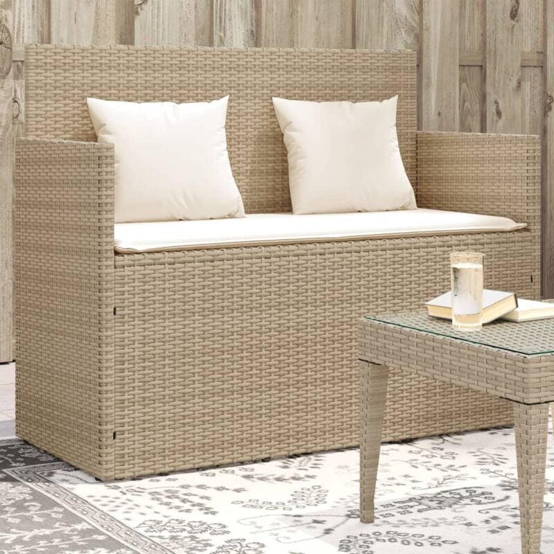 foto del prodotto vidaxl panca da giardino con cuscini beige in polyrattan