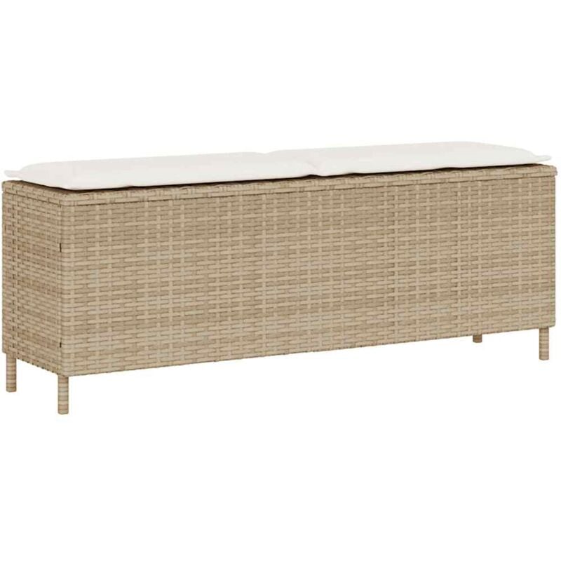foto del prodotto vidaxl panca da giardino con cuscino beige 110x30x40,5cm in polyrattan