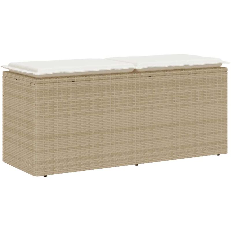 foto del prodotto vidaxl panca da giardino con cuscino beige 110x40x44 cm in polyrattan