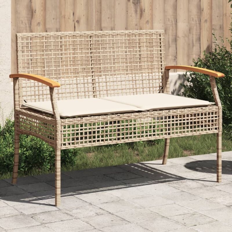 foto del prodotto vidaxl panca da giardino con cuscino beige polyrattan e legno acacia