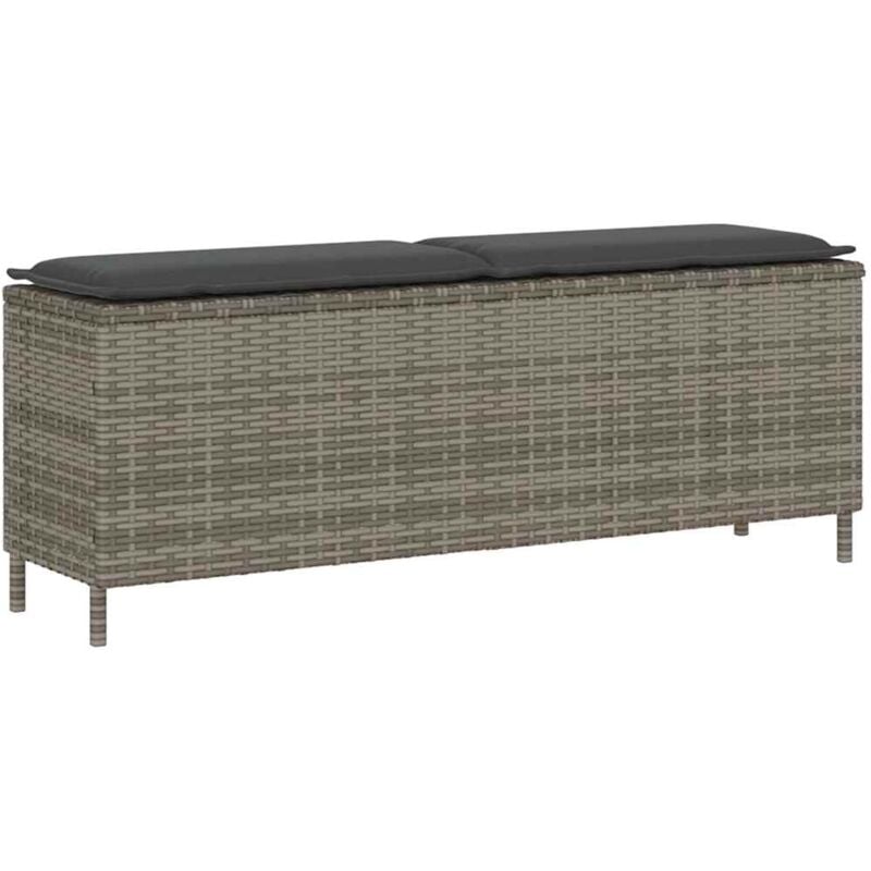 foto del prodotto vidaxl panca da giardino con cuscino grigio 110x30x40,5 cm polyrattan