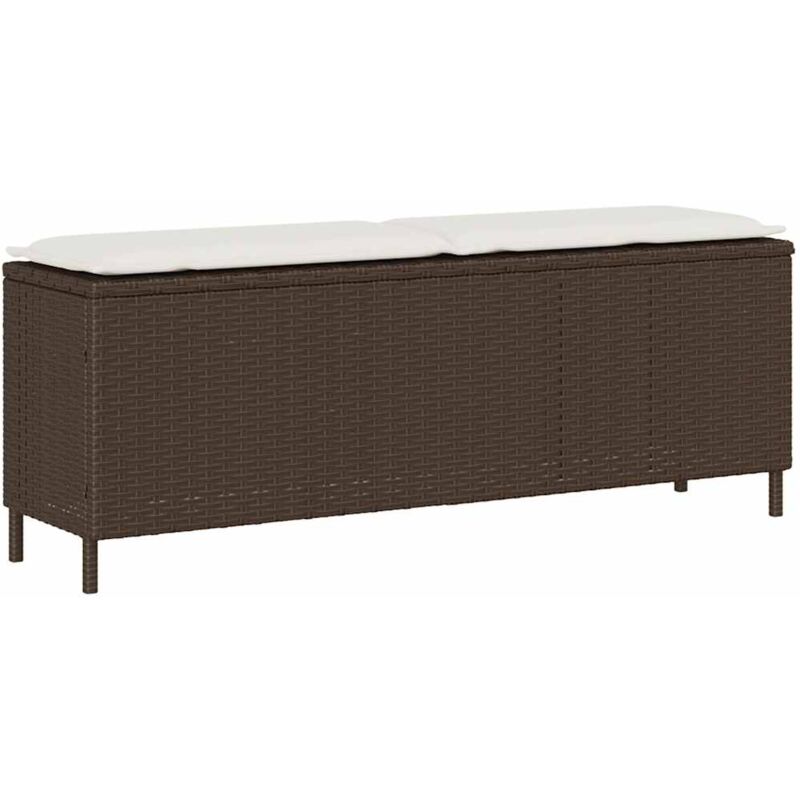 foto del prodotto vidaxl panca da giardino con cuscino marrone 110x30x40,5 cm polyrattan