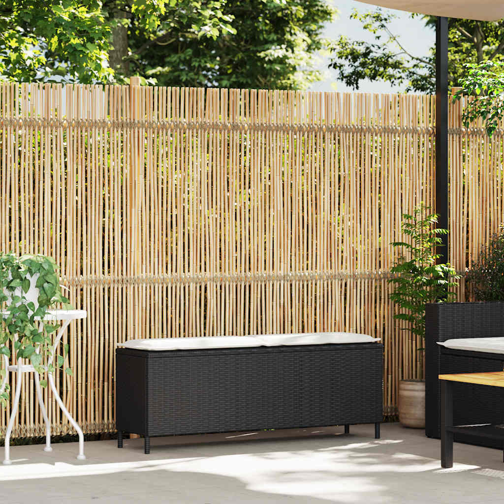 foto del prodotto vidaxl panca da giardino con cuscino nera 110x30x40,5 cm in polyrattan