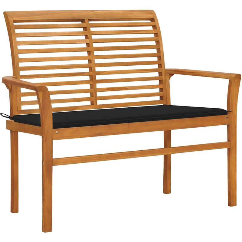 foto del prodotto vidaxl panca da giardino con cuscino nero 112 cm in legno di teak