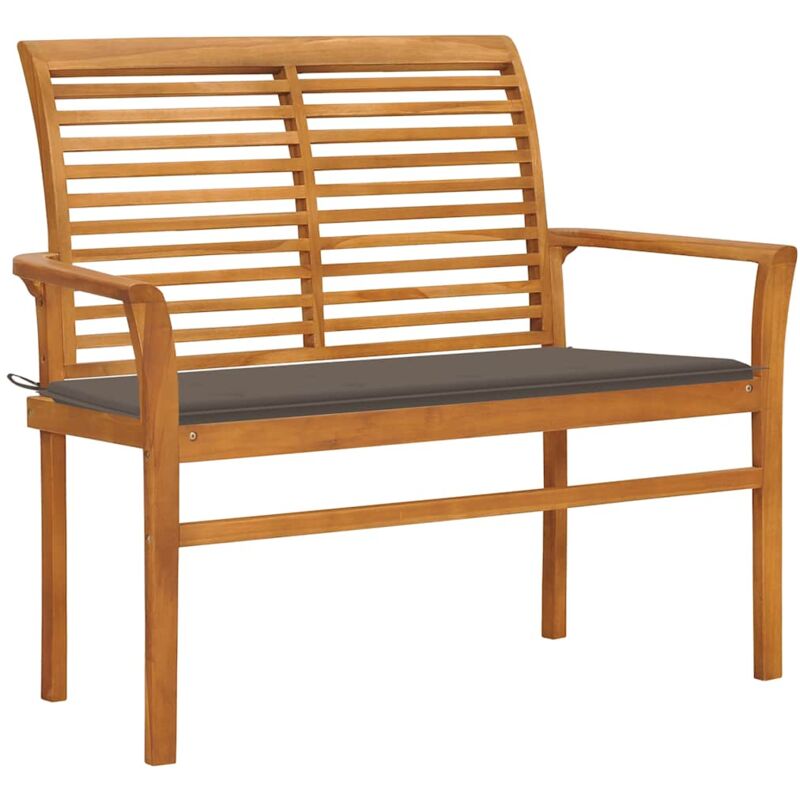 foto del prodotto vidaxl panca da giardino e cuscino grigio talpa 112 cm massello teak