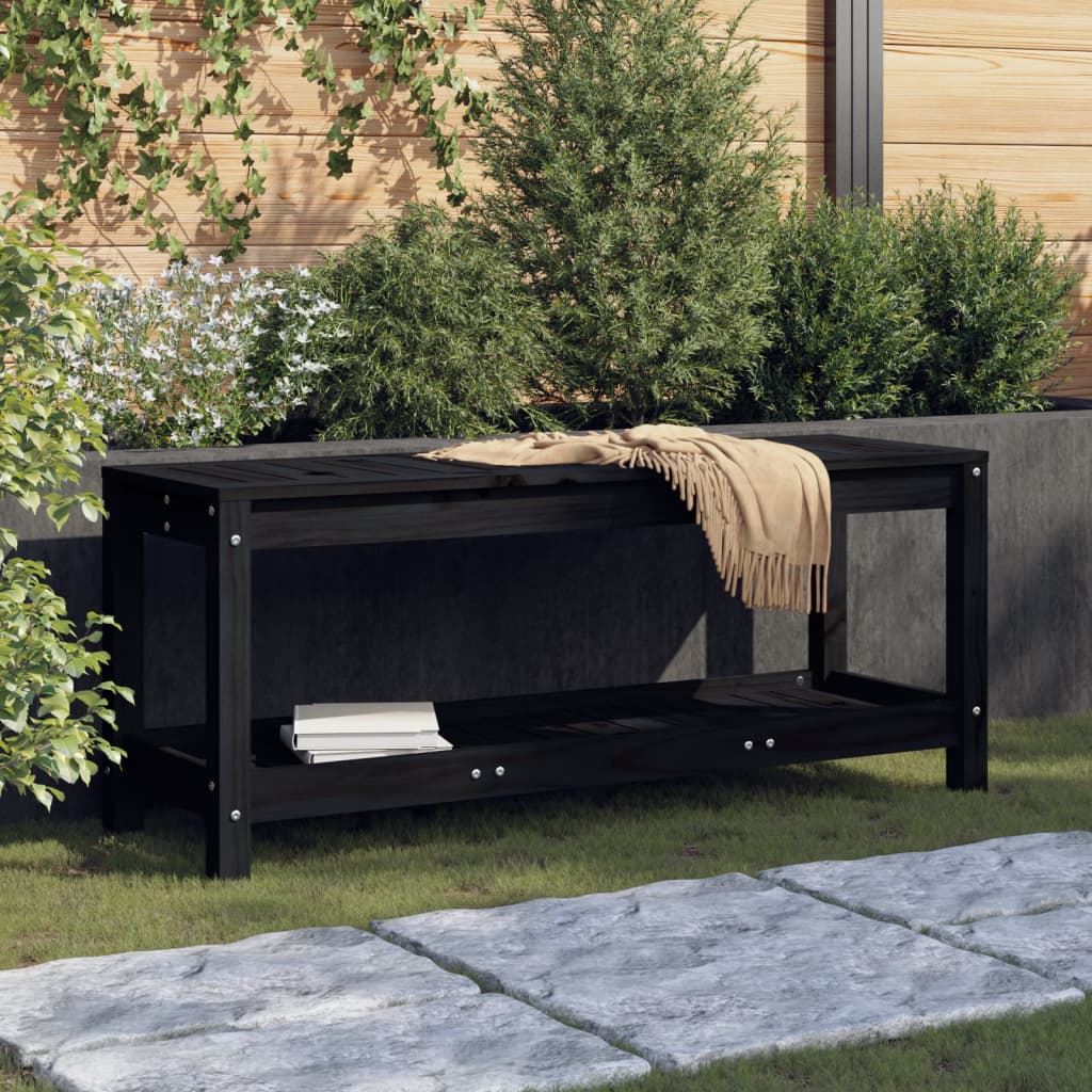 foto del prodotto vidaxl panca da giardino nera 108x35x45 cm in legno massello di pino