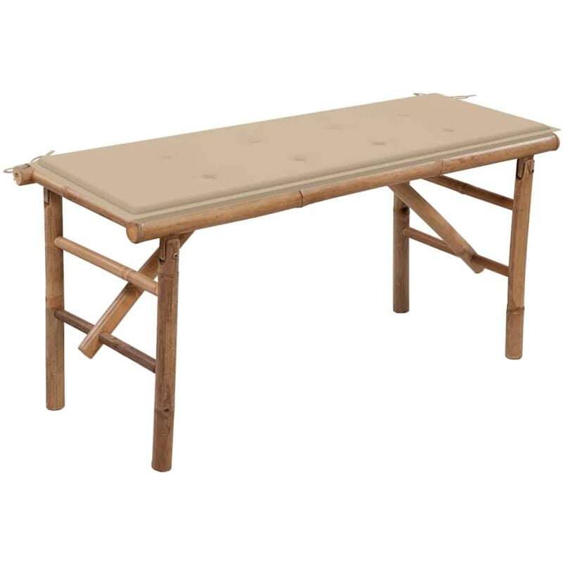 foto del prodotto vidaxl panca da giardino pieghevole con cuscino 118 cm in bamb 