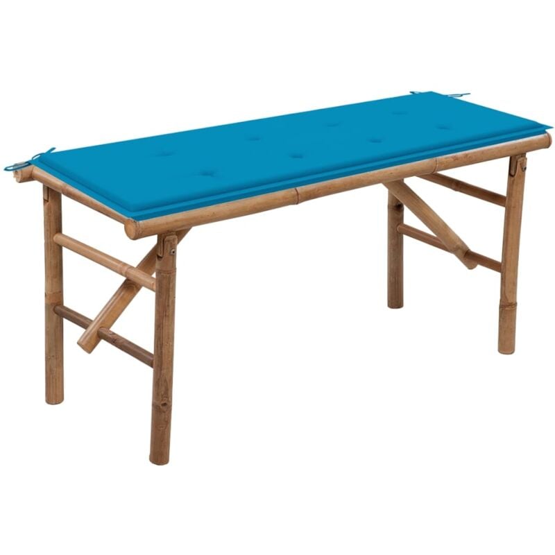foto del prodotto vidaxl panca da giardino pieghevole con cuscino 118 cm in bamb 