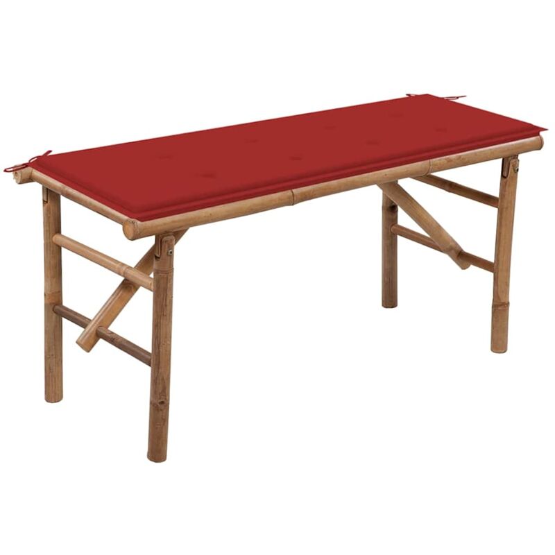 foto del prodotto vidaxl panca da giardino pieghevole con cuscino 118 cm in bamb 