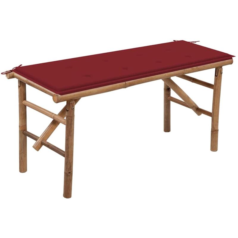 foto del prodotto vidaxl panca da giardino pieghevole con cuscino 118 cm in bamb 