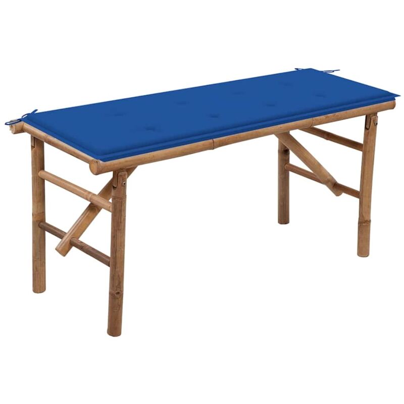 foto del prodotto vidaxl panca da giardino pieghevole con cuscino 118 cm in bamb 