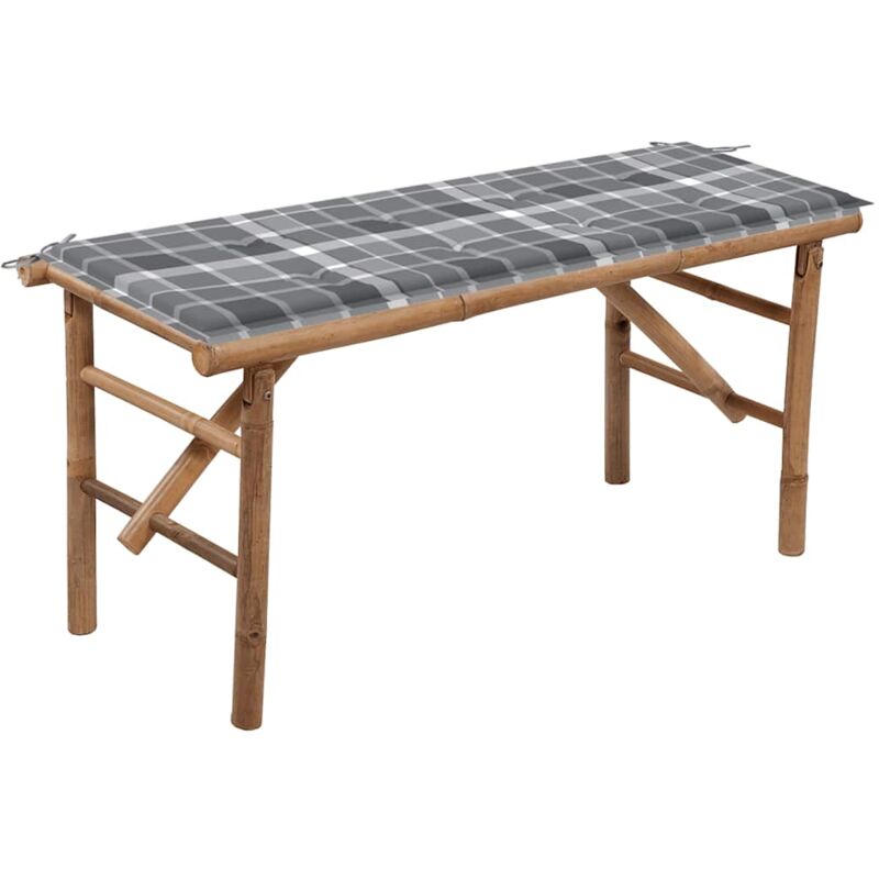 foto del prodotto vidaxl panca da giardino pieghevole con cuscino 118 cm in bamb 