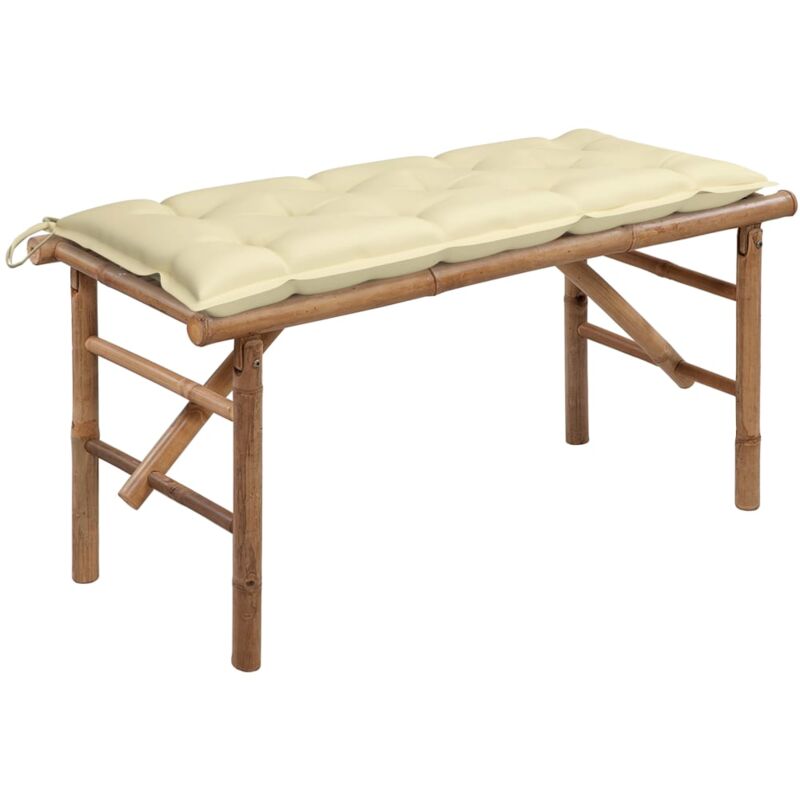 foto del prodotto vidaxl panca da giardino pieghevole con cuscino 118 cm in bamb 