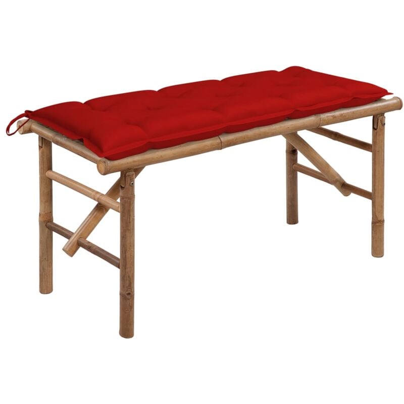 foto del prodotto vidaxl panca da giardino pieghevole con cuscino 118 cm in bamb 