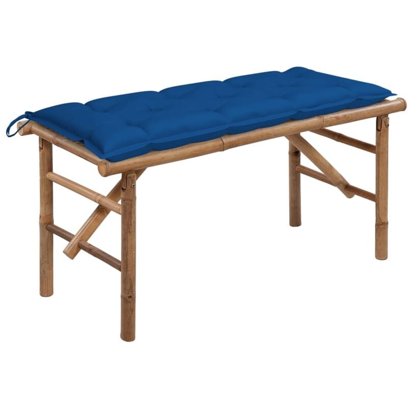 foto del prodotto vidaxl panca da giardino pieghevole con cuscino 118 cm in bamb 