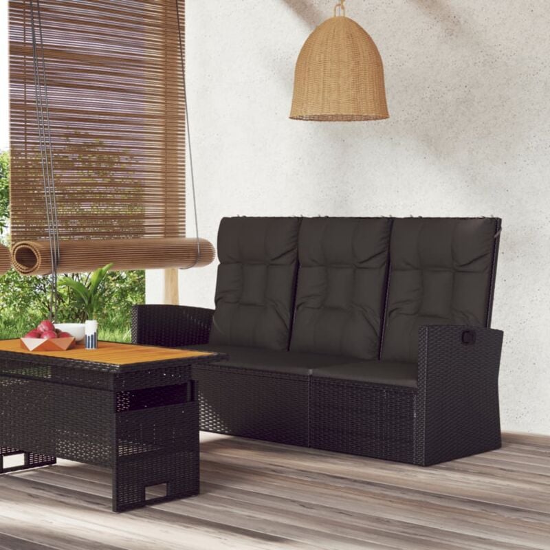 foto del prodotto vidaxl panca da giardino reclinabile con cuscini 173cm polyrattan nero