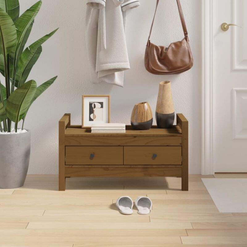 foto del prodotto vidaxl panca da ingresso ambra 80x40x43 cm in legno massello di pino