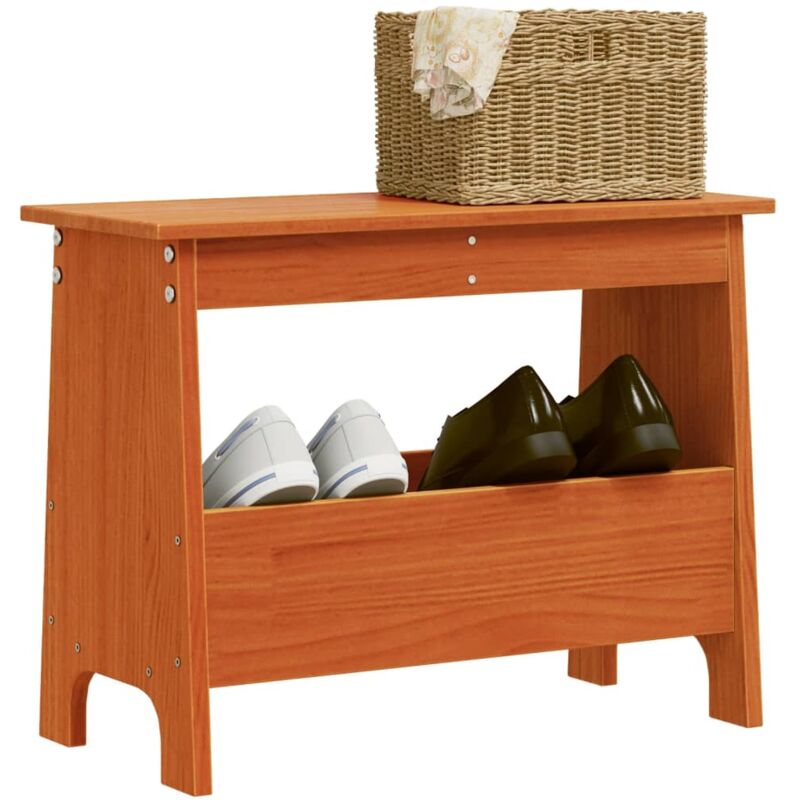 foto del prodotto vidaxl panca da ingresso marrone cera 60x28x45 cm legno massello pino